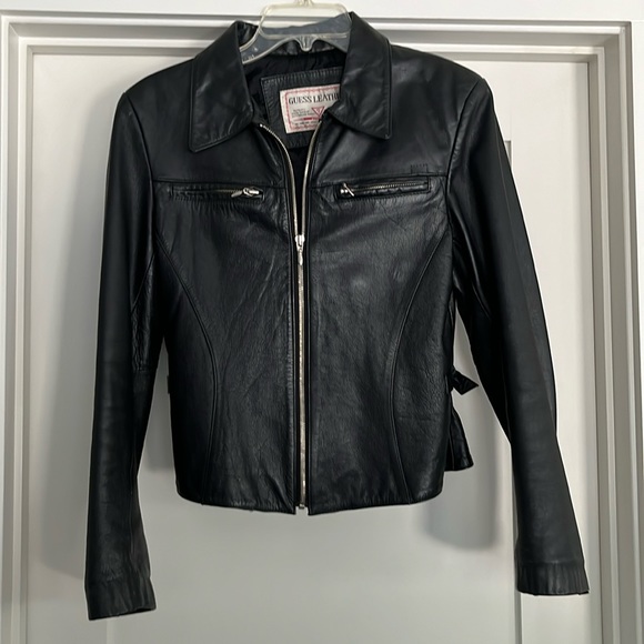 GUESS Leather black jacket - Picture 1 of 12